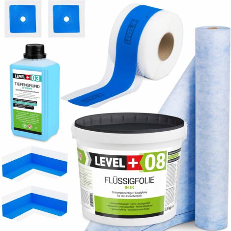 LEVEL+ Dichtset für Duschabdichtung Bad Dichtband Flüssigfolie 5,5kg SET331
