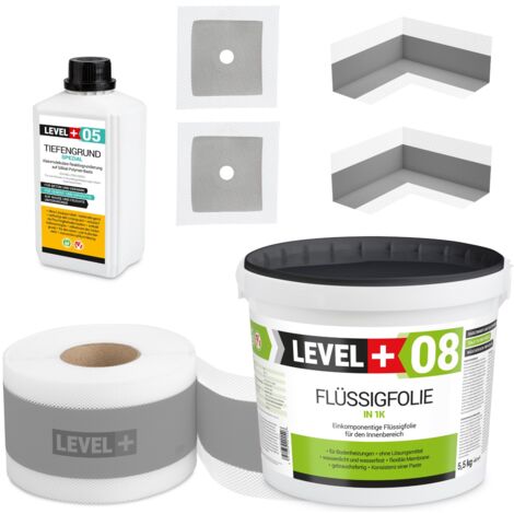 LEVEL+ Dichtset für Duschabdichtung Bad Dichtband Flüssigfolie 5,5kg SET55