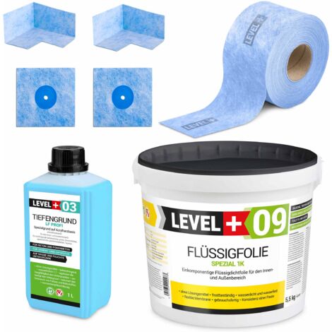 LEVEL+ Dichtset für Duschabdichtung Bad Dichtband Flüssigfolie 5,5kg SET62
