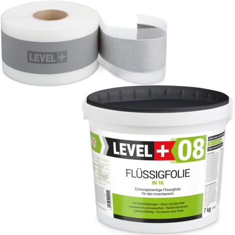 LEVEL+ Dichtset für Duschabdichtung Bad Dichtband Flüssigfolie 7kg SET01