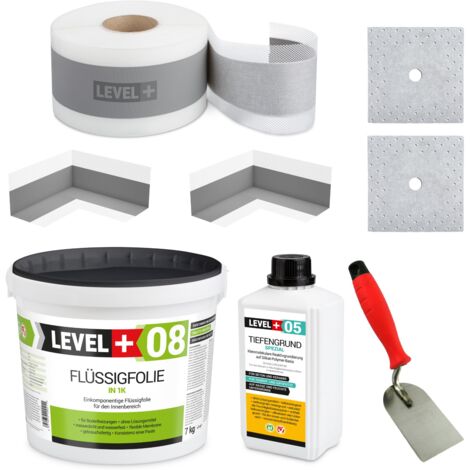 LEVEL+ Dichtset für Duschabdichtung Bad Dichtband Flüssigfolie 7kg SET09