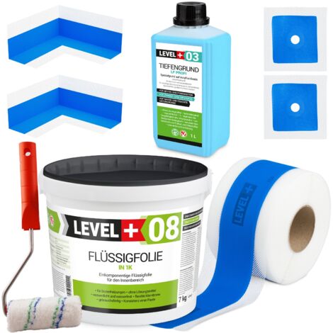 LEVEL+ Dichtset für Duschabdichtung Bad Dichtband Flüssigfolie 7kg SET292