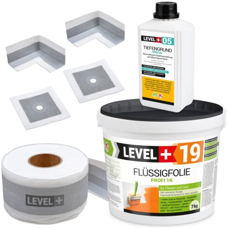 LEVEL+ Dichtset für Duschabdichtung Bad Dichtband Flüssigfolie 7kg SET507