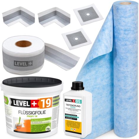 LEVEL+ Dichtset für Duschabdichtung Bad Dichtband Flüssigfolie 7kg SET544