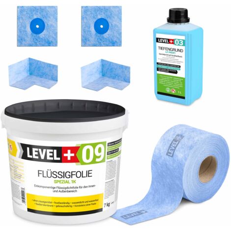 LEVEL+ Dichtset für Duschabdichtung Bad Dichtband Flüssigfolie 7kg SET64