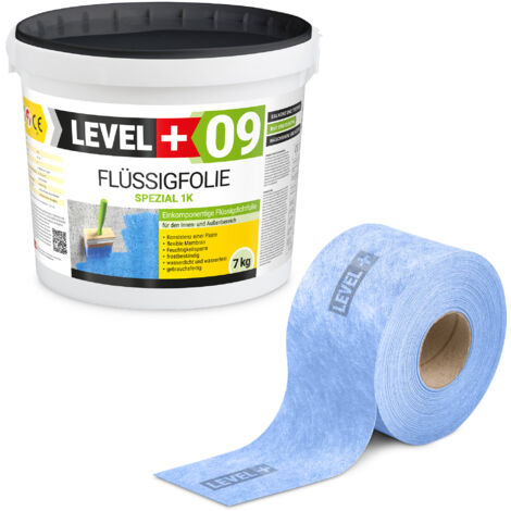LEVEL+ Dichtset für Duschabdichtung Bad Dichtband Flüssigfolie 7kg SET73