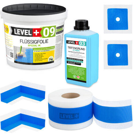 LEVEL+ Dichtset für Duschabdichtung Bad Dichtband Flüssigfolie 7kg SET83