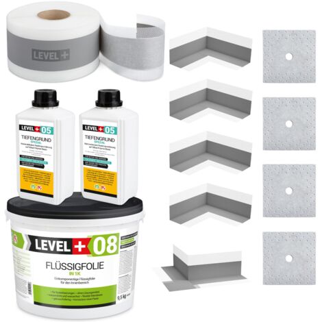 LEVEL+ Dichtset für Duschabdichtung Bad Dichtband Flüssigfolie 9,5kg SET104