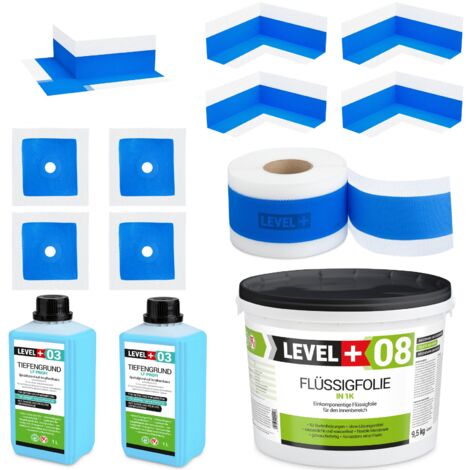 LEVEL+ Dichtset für Duschabdichtung Bad Dichtband Flüssigfolie 9,5kg SET320