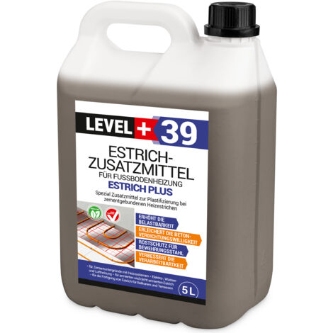 LEVEL+ Estrichzusatzmittel für Heizestrich Betonzusatz Zementestrich L+39 - 5L