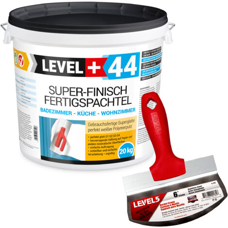 LEVEL+ Fertigspachtel Spachtelmasse L+44 - 20KG + Eimerschaber