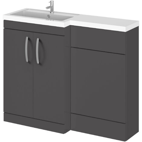 Level Furniture Combination Vanity Basin and WC Unit Left Hand - 1100mm x 390mm - Gloss Grey - Balterley