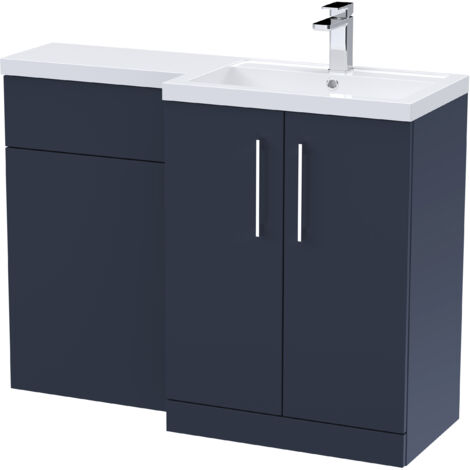 Level Furniture Combination Vanity Basin and WC Unit Right Hand - 1100mm x 390mm - Midnight Blue - Balterley
