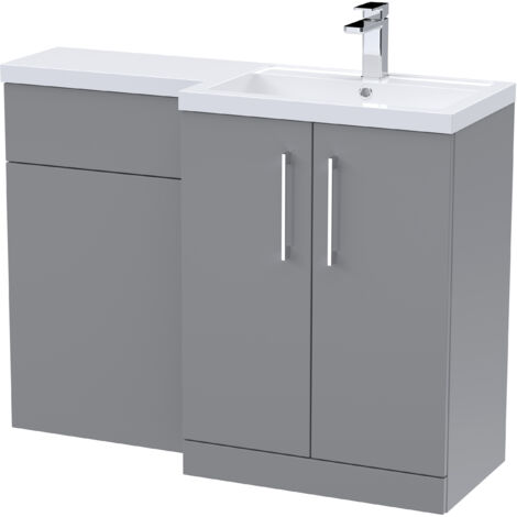 Level Furniture Combination Vanity Basin and WC Unit Right Hand - 1100mm x 390mm - Satin Grey - Balterley