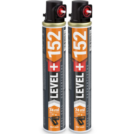 LEVEL+ Gaskartusche 152mm 74ml Fuel Cell Ersatzgas für Nagler L+152 - 2 St.