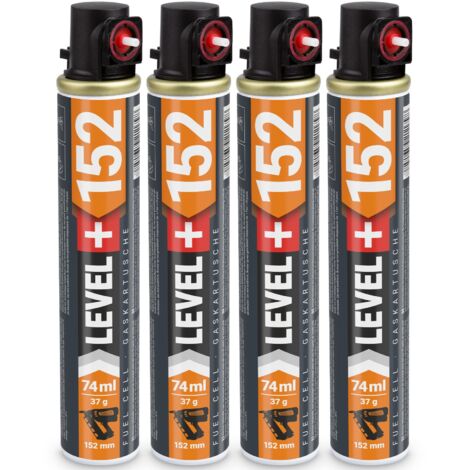LEVEL+ Gaskartusche 152mm 74ml Fuel Cell Ersatzgas für Nagler L+152 - 4 St.
