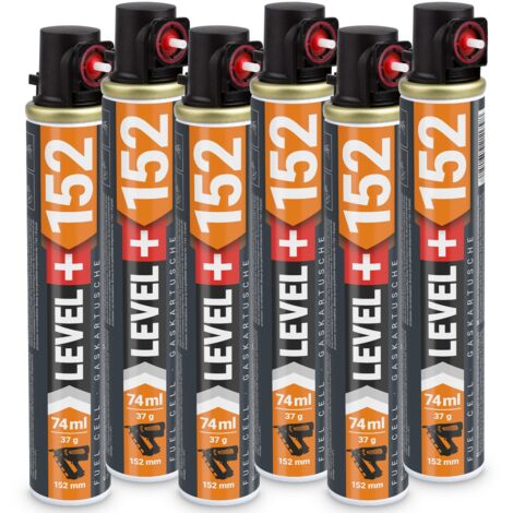 LEVEL+ Gaskartusche 152mm 74ml Fuel Cell Ersatzgas für Nagler L+152 - 6 St.
