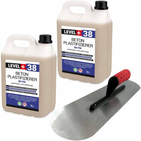 LEVEL+ Set Beton-Zusatzmittel Bodenlegerkelle ZWEISEITIG HALBRUND 10L SET351