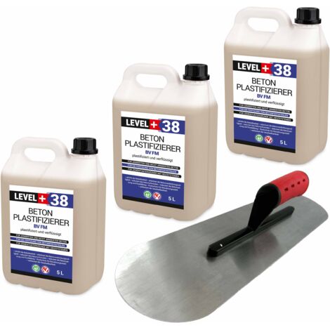 LEVEL+ Set Beton-Zusatzmittel Bodenlegerkelle ZWEISEITIG HALBRUND 15L SET352
