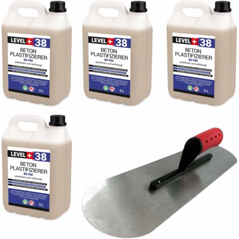 LEVEL+ Set Beton-Zusatzmittel Bodenlegerkelle ZWEISEITIG HALBRUND 20L SET353