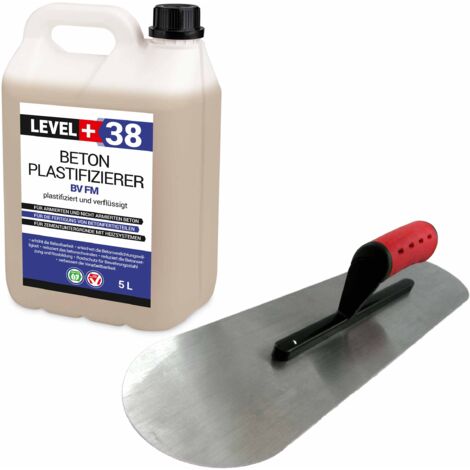 LEVEL+ Set Beton-Zusatzmittel Bodenlegerkelle ZWEISEITIG HALBRUND 5L SET350