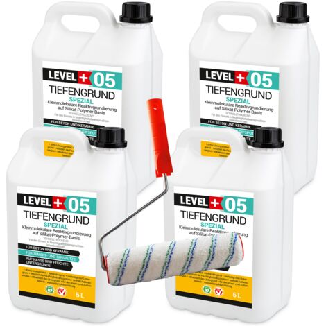 LEVEL+ Tiefengrund mit Kaliwasserglas 20L + Farbroller 25cm L+05