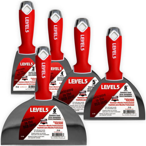 LEVEL5 Profi Set 5x Spachtel aus Edelstahl weicher Griff 5-602