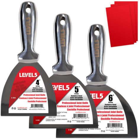 LEVEL5 Set 3xSpachtel Geschweißt Edelstahl Malerspachtel 5-653