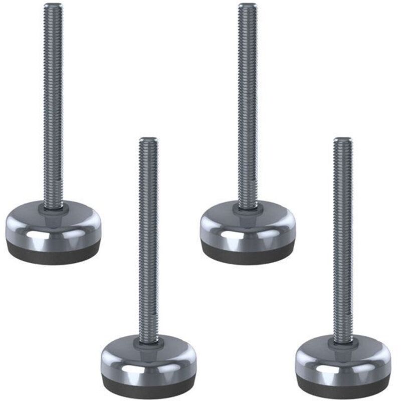 Levelling feet - Stainless steel - M10x100 - Base 50mm - Anti-vibration - Set of 4