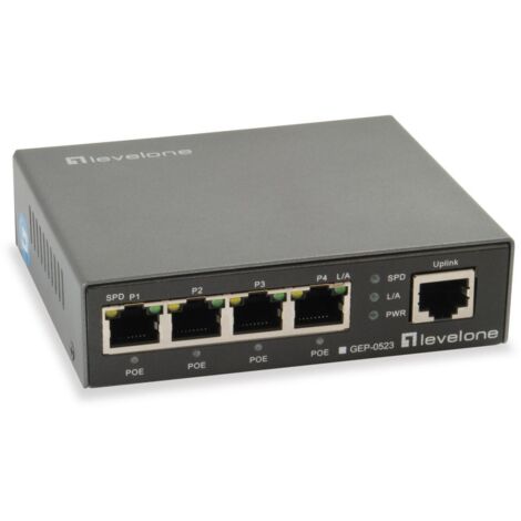 LevelOne GEP-0523 commutateur réseau Gigabit Ethernet (10/100/1000) Connexion Ethernet, supportant l'alimentation via ce port (PoE) Noir