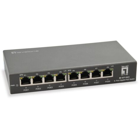 LevelOne GEP-0823 commutateur réseau Gigabit Ethernet (10/100/1000) Connexion Ethernet, supportant l'alimentation via ce port (PoE) Noir