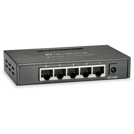 LevelOne GEU-0523 Switch di Rete Non Gestito 5 Porte Gigabit Ethernet Nero Montabile