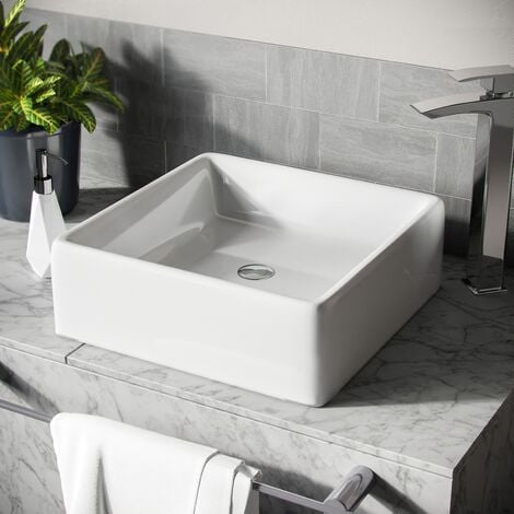 Leven 385 x 385mm Cloakroom Square Stand Alone Counter Top Basin Sink