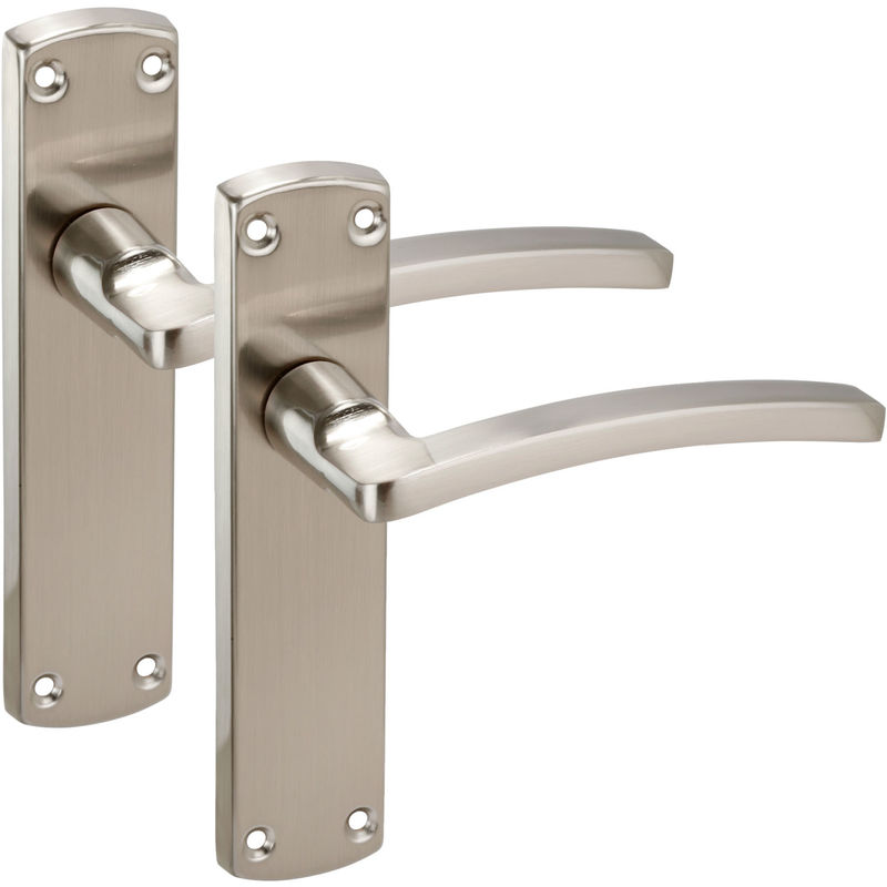 Lever Door Handles On Backplate In Satin Chrome Finish