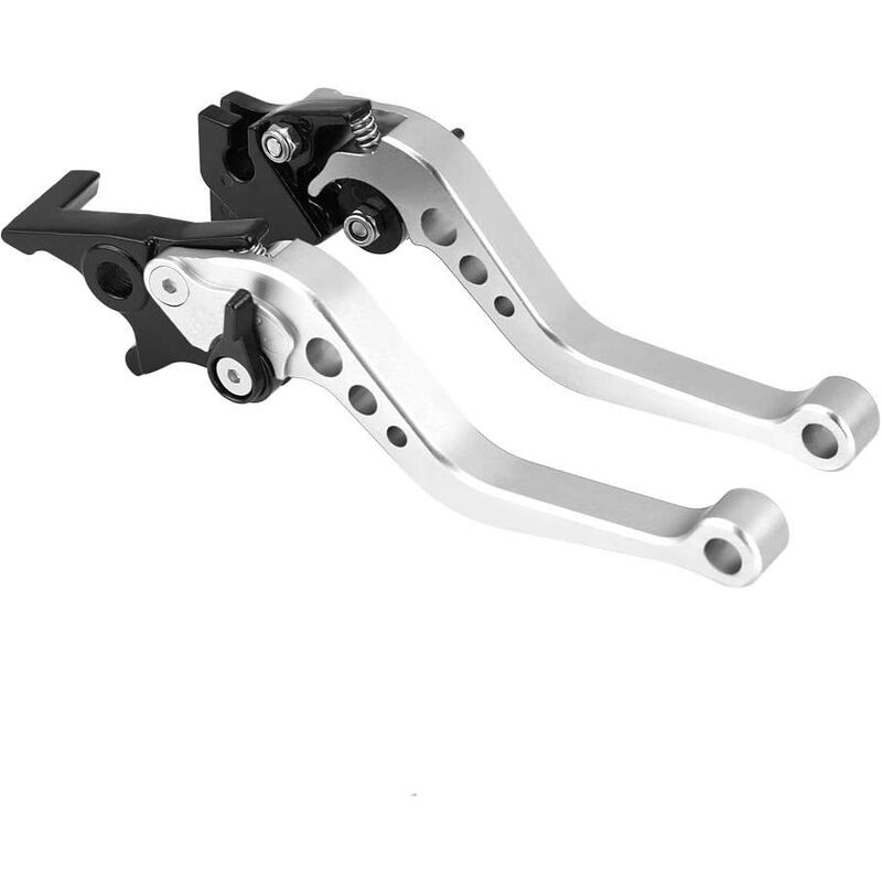 Levier de frein d'embrayage de moto, 1 paire Levier d'embrayage de moto universel CNC en alliage d'aluminium Poignée de frein à tambour (argent)