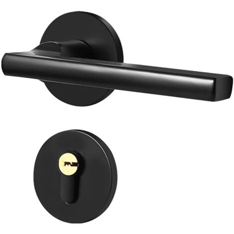 SERBIA Levier de Poignée de Porte Simple, Poignée de Porte Noire BB WC PZ Design Poignée de Porte Intérieure Poignée de Porte en Aluminium avec un Design Rond Mince et Contemporain