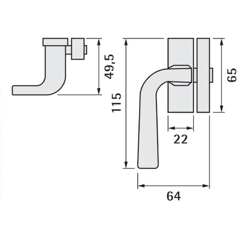 Poignée levier 1911 chromée pour verrouillage fenêtre en applique à gauche - vachette