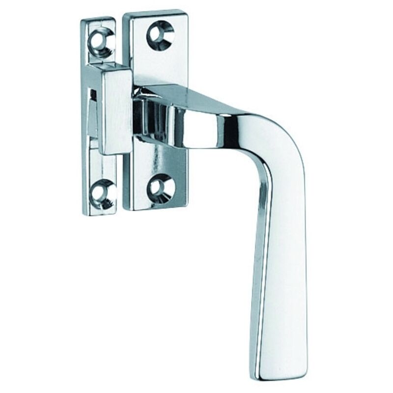 Poignée levier 1911 chromée pour verrouillage fenêtre en applique à droite - vachette