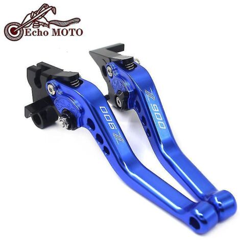 Leviers de frein et d'embrayage courts réglables pour moto Kawasaki Z900 (2017-2022) - Bleus