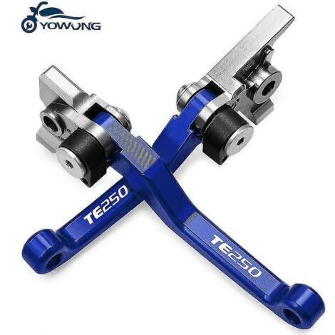 Leviers de frein et d'embrayage pivotants pour Husqvarna TE250 (2014-2016) - Accessoires moto tout-terrain et pit bike - Poignées de frein et leviers - Paire bleue