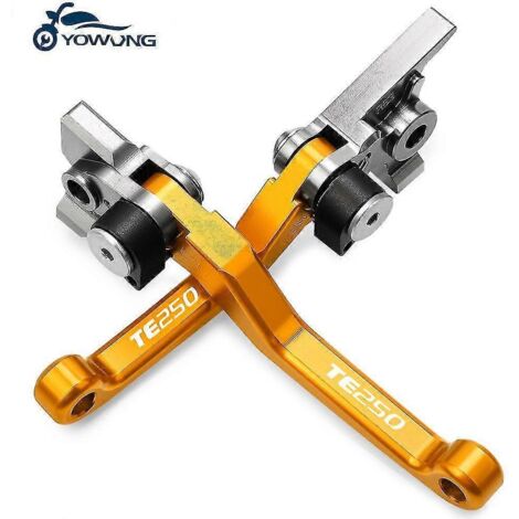 Leviers de frein et d'embrayage pivotants pour Husqvarna TE250 (2014-2016) - Accessoires moto tout-terrain et pit bike - Poignées de frein et leviers - Paire dorée