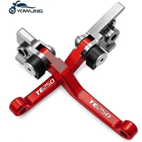 Leviers de frein et d'embrayage pivotants pour Husqvarna TE250 (2014-2016) - Accessoires moto tout-terrain et pit bike - Poignées de frein et leviers - Paire rouge