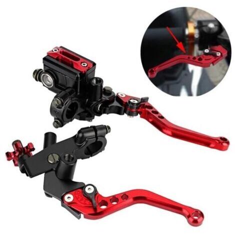 Leviers de maître-cylindre 1 paire 7/8 \'(22mm) universel moto frein embrayage maître-cylindre réservoir moto frein Rouge