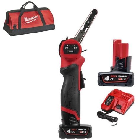 Levigatrice a Nastro 10mm M12 + 2 Batt. 4Ah Milwaukee M12FBFL10-402B 1,2Kg
