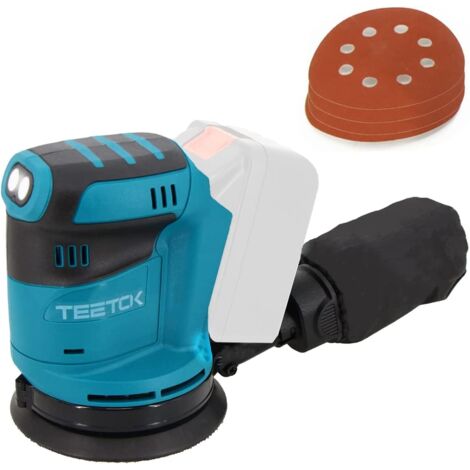 Levigatrice orbitale a batteria, levigatrice 18V Ø 125mm, Senza spazzole,con carta abrasiva 4PCS (batteria e caricabatterie non inclusi),Compatibile con la batteria Makita