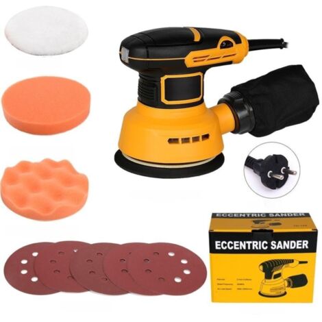 Levigatrice orbitale elettrica da 300 W, 6 velocità regolabili fino a 12000 giri/min, disco da 5 pollici (125 mm), ideale per levigare il legno in casa.