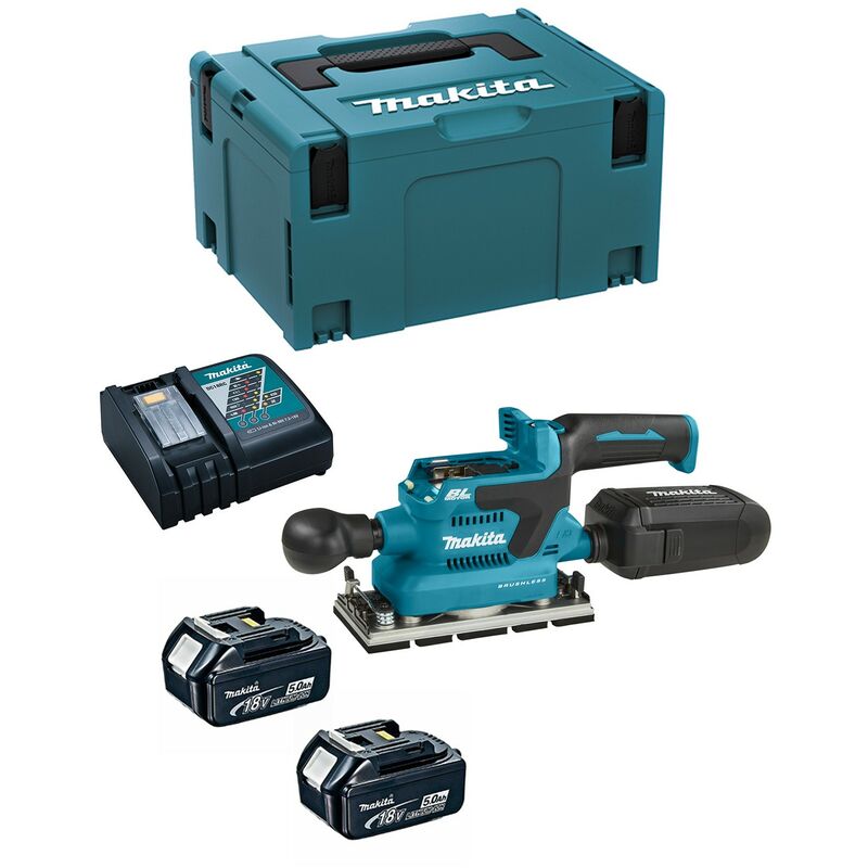 Makita - Levigatrice Orbitale DBO380RTJ (2 x 5,0 Ah + DC18RC + makpac 3)