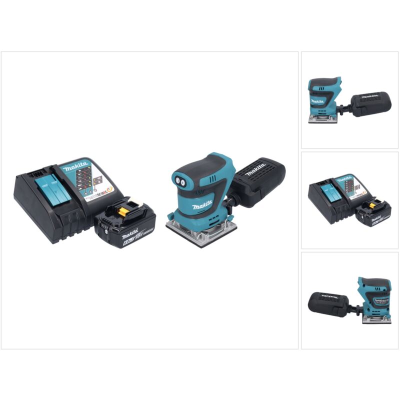 Levigatrice vibrante a batteria Makita dbo 484 RG1 18 v 112 x 102 mm + 1x batteria 6,0 Ah + caricabatterie