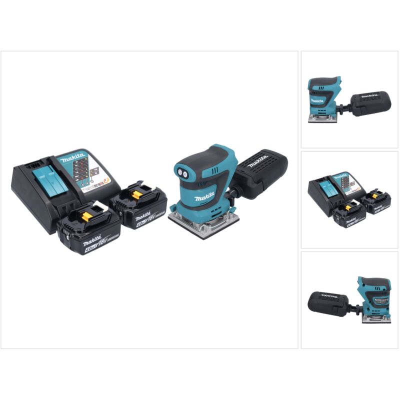 Makita - Levigatrice vibrante a batteria dbo 484 rm 18 v 112 x 102 mm + 2x batteria 4,0 Ah + caricabatterie
