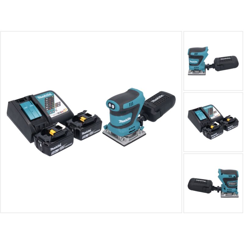 Makita - Levigatrice vibrante a batteria dbo 484 rt 18 v 112 x 102 mm + 2x batteria 5,0 Ah + caricabatterie